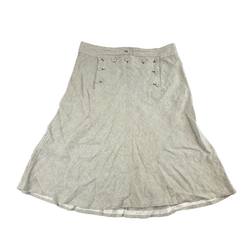 J.Crew Linen Striped Midi Skirt 8 Coastal Minimalist Old Money Preppy Nautical